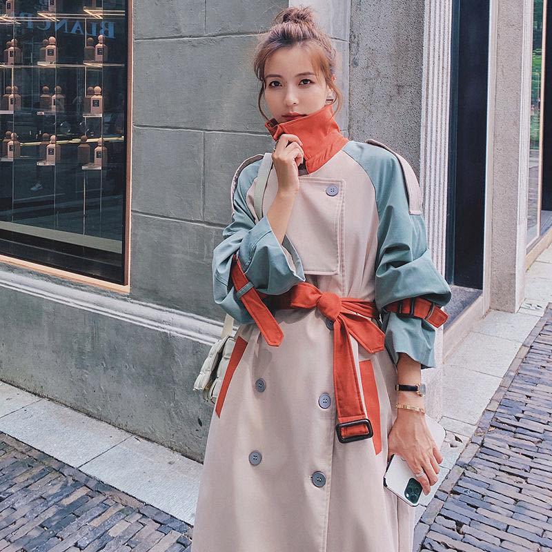 

Women' Trench Coats Windbreaker Mid-length British Style Jacket 2021 Spring And Autumn Splicing Contrast Korean Loose Coat Jacke, Picture color short