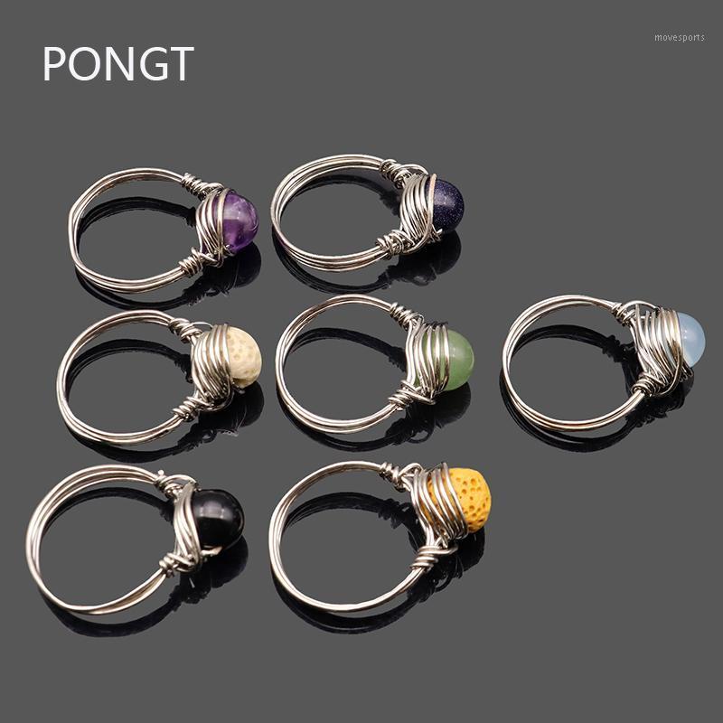 

Cluster Rings Boho Natural Stone Ring Silver Color Wire Wrapped For Women Purple Opal Reiki Healing Fashion Jewelry1