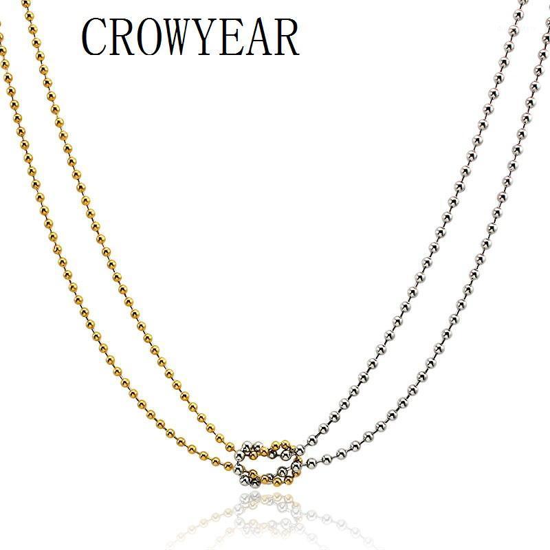 

Stainless Steel Fashion Classical Link Necklace Gold & Silver Color Chain Two-layer Jewelry Long Chains