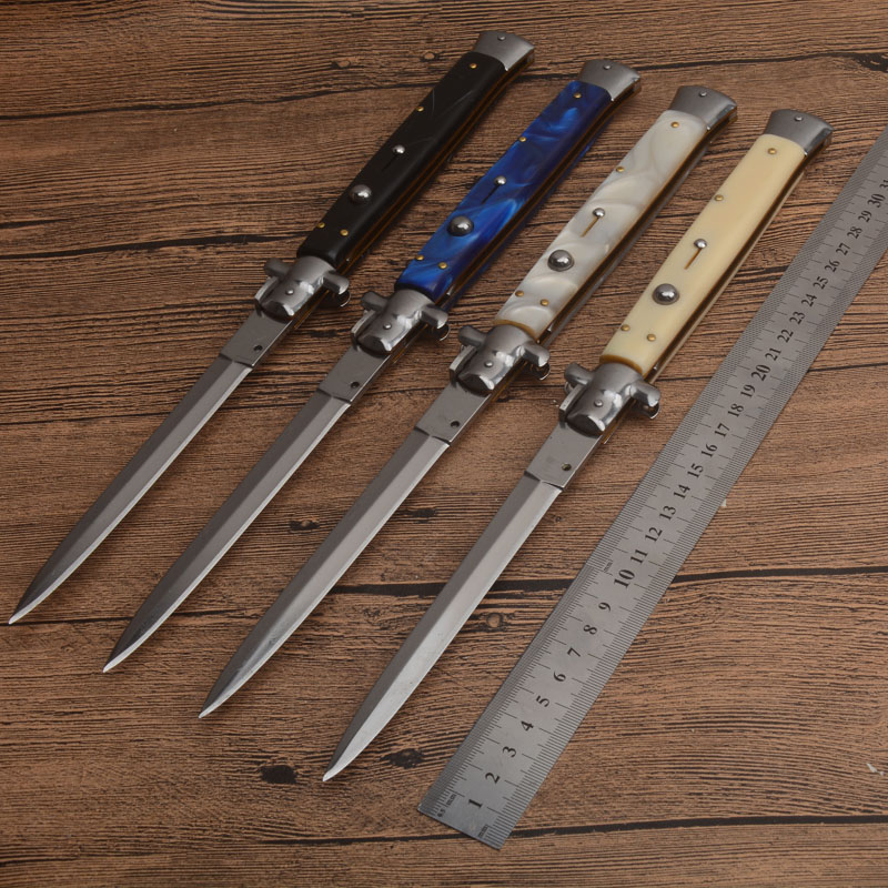 

13 Inch Italian AB Godfather Mafia Stiletto Knife Horizontal Tactical Knives 440C Blade Automatic Camping Hunting Survival Knifes EDC 9inch Tools