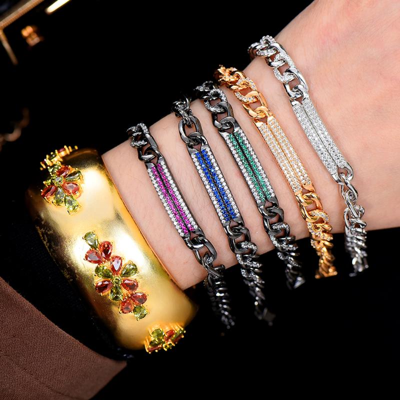 

Bangle Blachette Luxury Hip Hop Link Chain Bracelet Iced Out Bling Thick And Exquisite Cuban Jewelry Women's Wedding Party Birthday