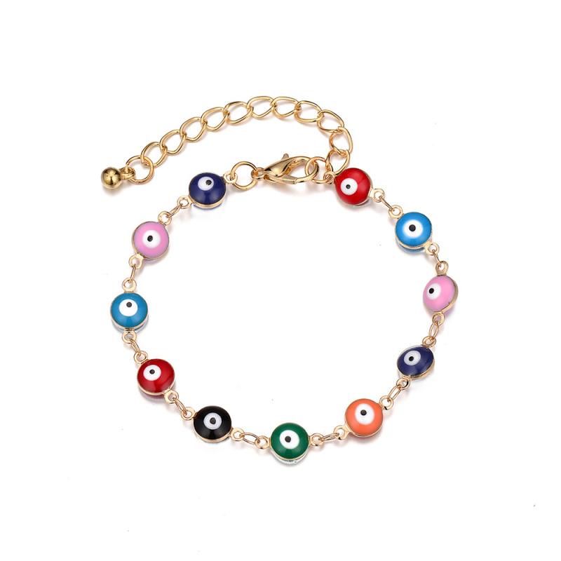 

High Quality Colorful Heart Shape Evil Eye Charm Bracelet Gold Plated for Women Gift Factory Sale