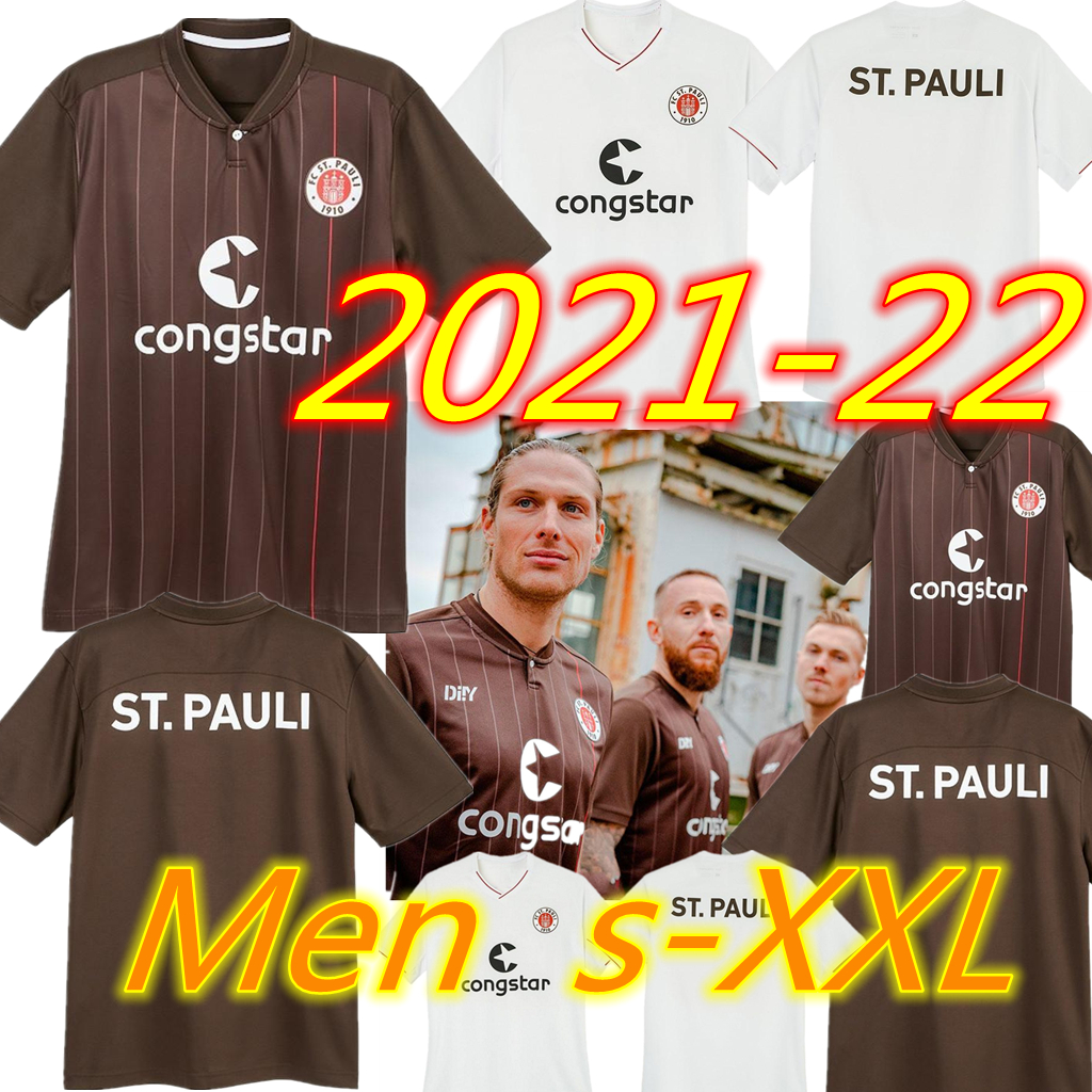 

21 22 St Pauli soccer Jersey HOME AWAY THIRD Gray red white 2021 2022 men t-shirt camiseta IRVINE SMITH KYEREH MEDIC, Black;yellow