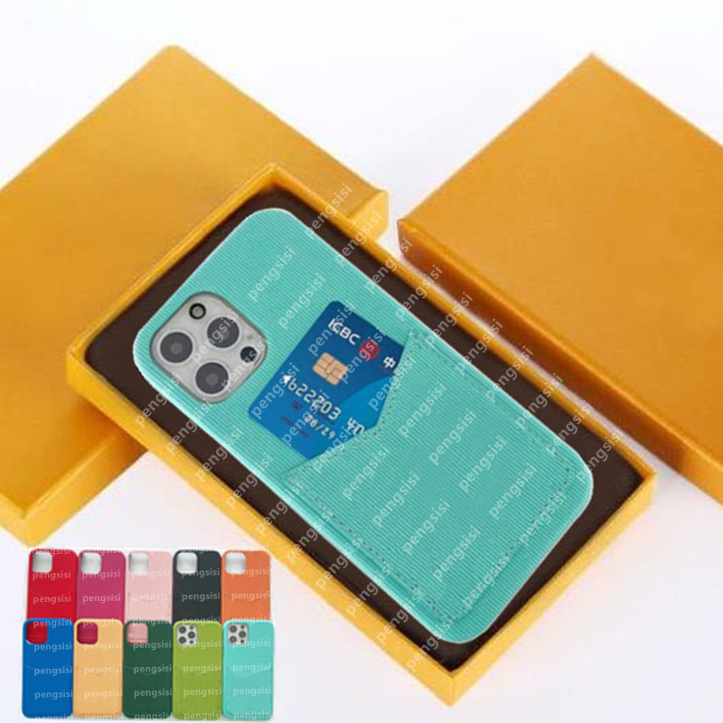 

Fashion Designer Brown Flower Phone Cases for iPhone 12 mini 11 pro max XS XR X 8 7 plus 13 Leather Card Holder Pocket Cellphone Cover Print Case With box, #19-brown flowers l