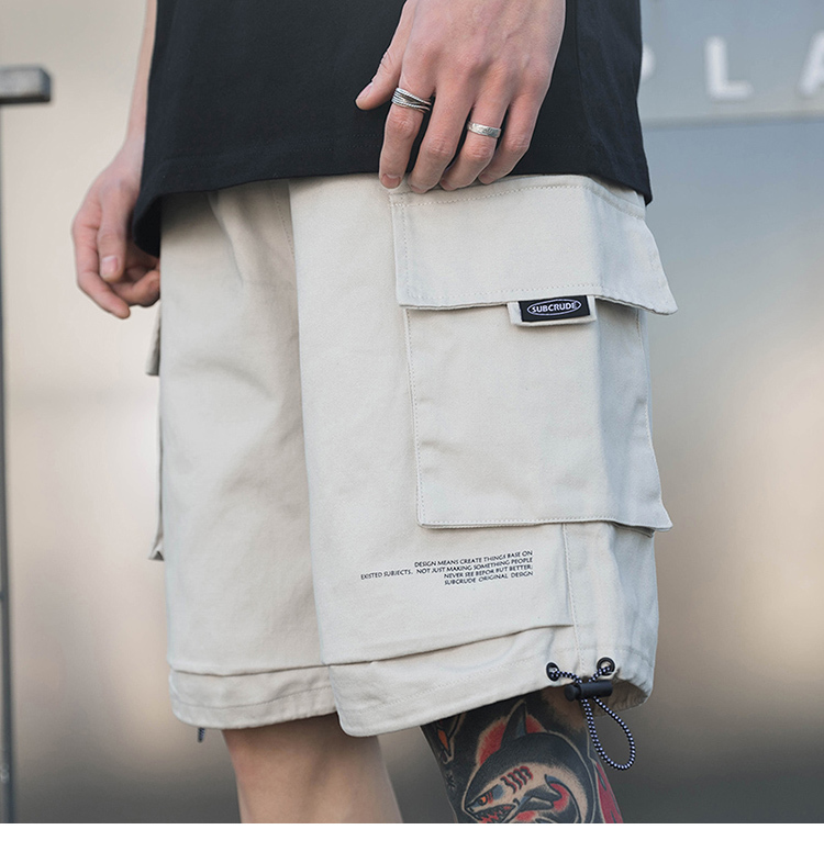 

Hip Hop Streetwear Cargo Shorts Letter Plain Pockets Shorts 2021 Men Harajuku Cotton Jogger Shorts Summer Track Short Black