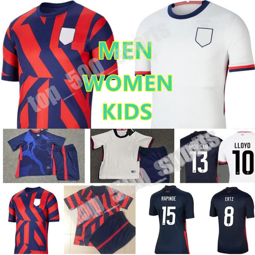 

Men Women Youth Kids kit Soccer Christian Pulisic Jerseys Alex Morgan Julie Ertz Megan Rapinoe Press Lloyd Heath Yedlin Dempsey Jersey United States Football Shirt, 2020 home men+patch