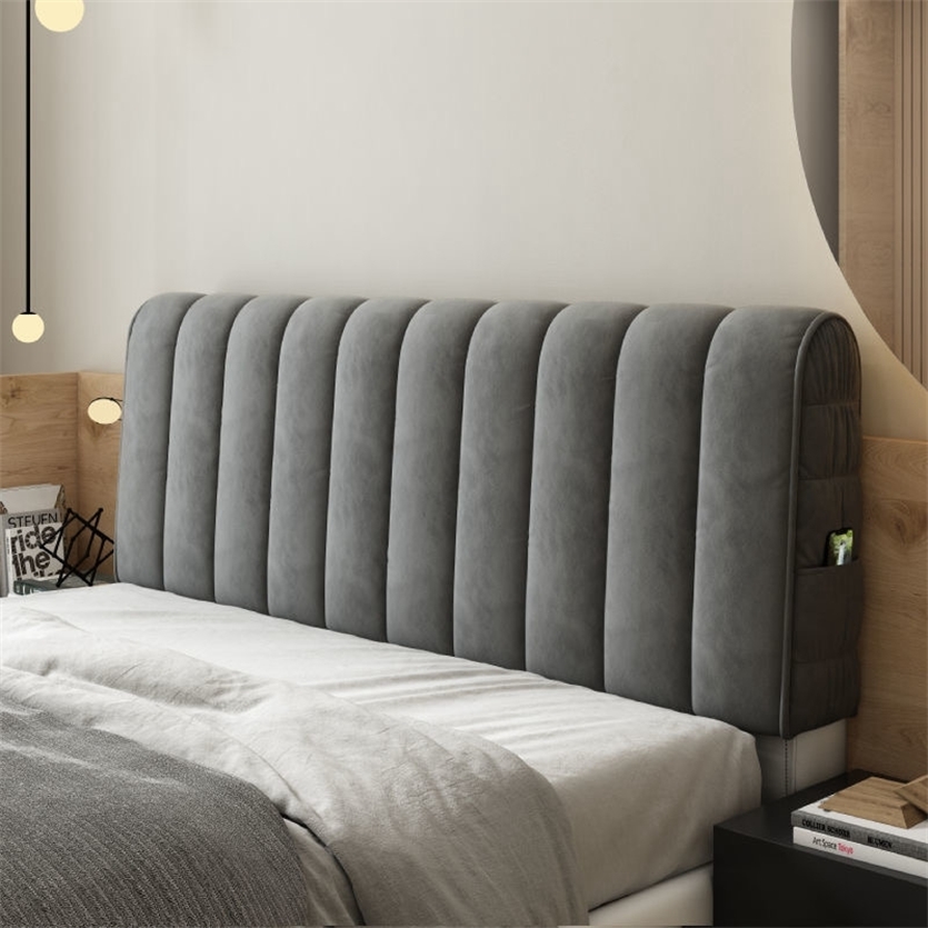 

High Quality Soft Thicken Velvet Quilted Headboard Cover All-inclusive Bed Back Protector Short Plush Quilting Head 220208