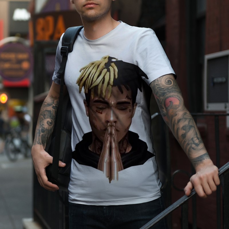 

Original rock Bob Marley 3D printing prayer big boy pattern T-shirt fashion and beautiful breathable daily party travel men's short sleeves, White;black