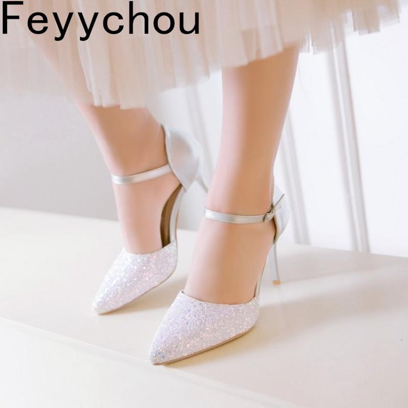 

Dress Shoes Women's Pumps Super High Heels Pointed Toe Sequined Cloth Buckle D'Orsay Two-piece Spring Autumn 2021 Sexy Fashion Casual, Black