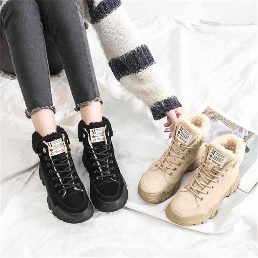 

Winter Women Boots Ladies Female Brand Fashion Designer Leather Shoes Luxury Wedges Platform Fur Ankle Snow Boots for Womenwhqfc wenshet, Black