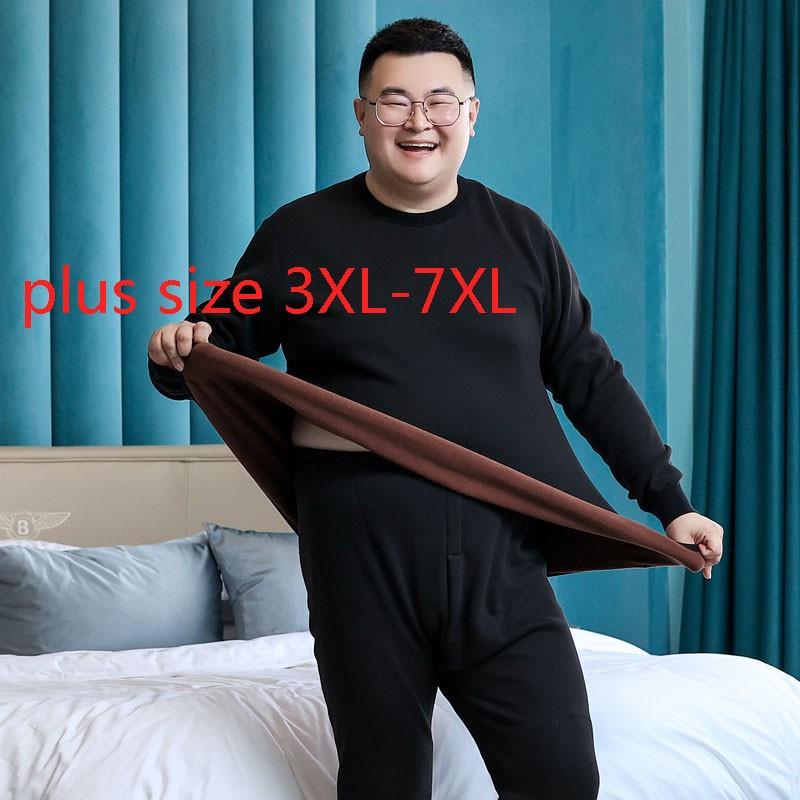 

Men's Sleepwear Arrival Super Large Winter Men Comfortable Warm Set Velvet O-neck Elastic Waist Thick Plus Size 4XL 5XL 6XL 7XL, Black;brown