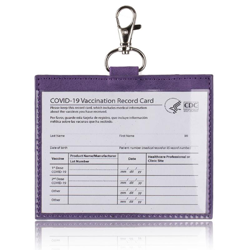 

Card Holders U.S. Vaccine Holder CDC PU Metal Hanging Button Protective Case 4x3 Vaccination Record Certificate Leather, Black