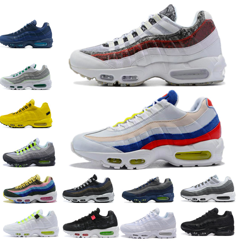 

OG Mens Run Shoes 95s Gold Bred Gym Red Laser Fuchsia Gradient White Blue Classic Men Black Champagne Clear overlays Neon Partical Grey Seah