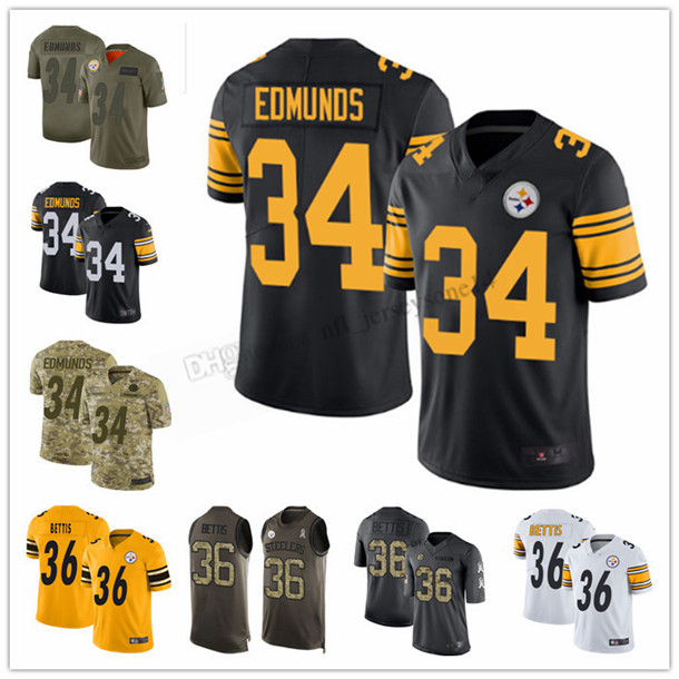 

Custom Mens women youth pittsburghSteelers34 Terrell Edmunds 36 Jerome Bettis Black white green 100th Season Vapor Limited Football Jerseys