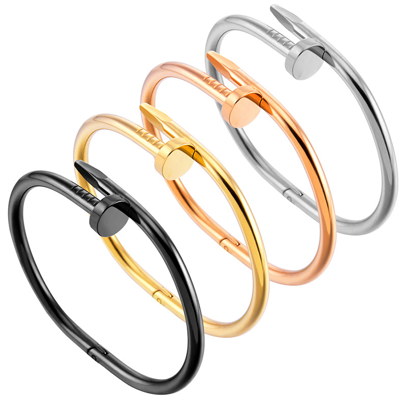 

nail bracelet designer bracelet mens gold bracelet luxury jewelry women bracelets Stainless steel gold plated not allergic never fade, Black