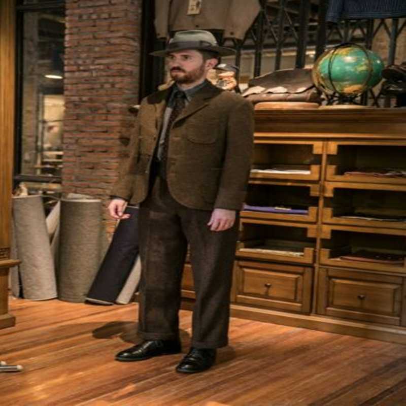 

Men' Suits & Blazers Wool Blended Suit Brown 2-piece Set Retro Notch Lapel Slim Groom Tuxedo Jacket + Pants