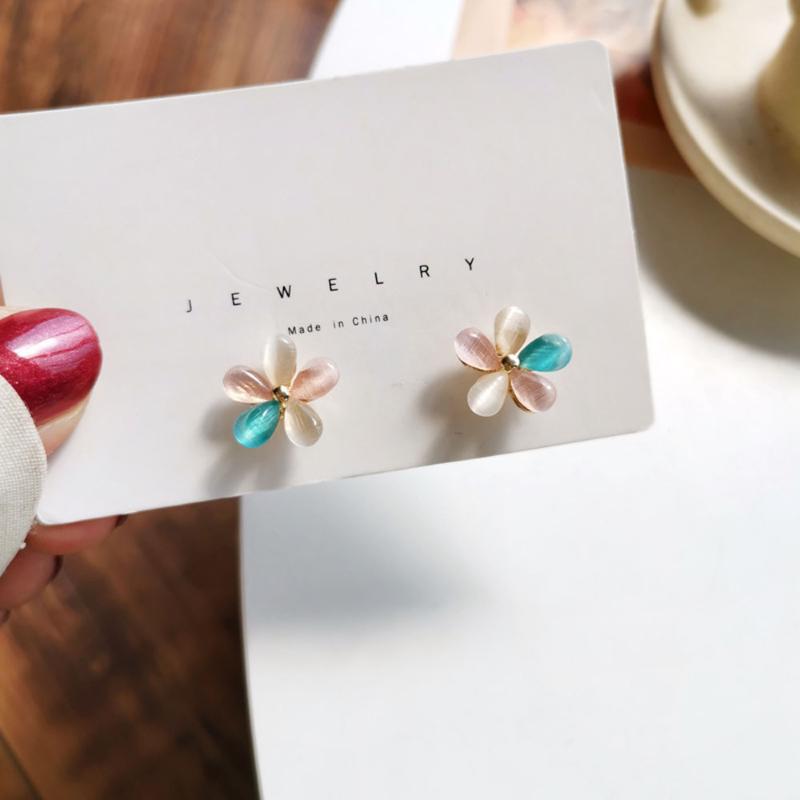 

Dangle & Chandelier Japan And South Korea Contracted Flowers Stud Earrings Lovely Small Mini INS Style, Silver