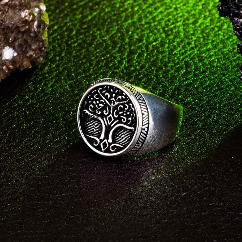 

Tree Of Life Silver Ring Vintage Men Made In Turkey Solid 925 Sterling Cluster Rings