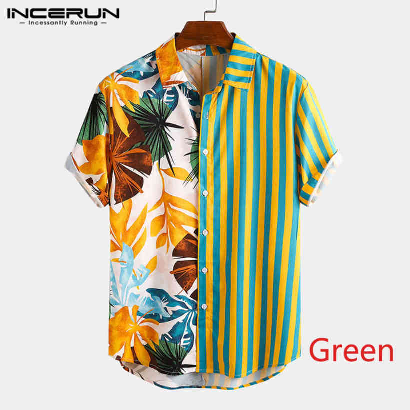

Men Ethnic Print Shirts Short Mouwen Revers Patchwork Shirt Casual Loose Soft Camisas Summer Hawaiian Holiday Blusas Plus Size, Blue