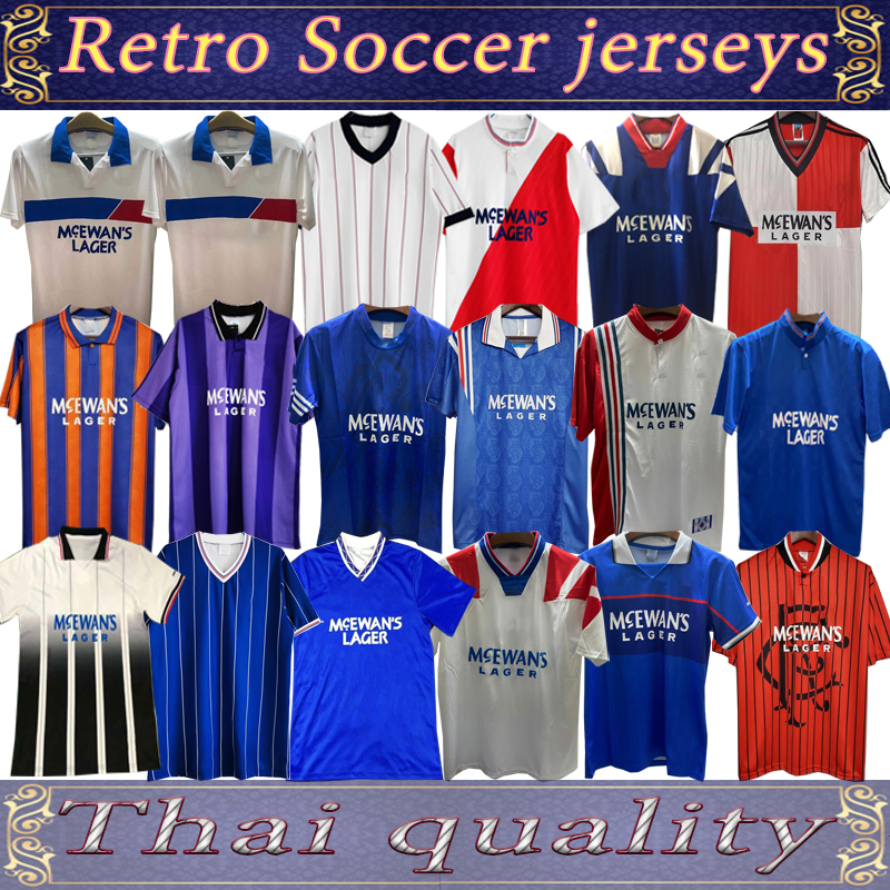 

Glasgow rangers vintage 87 90 92 94 96 97 99 01 Retro jerseys red white blue away Ireland Soccer Shirts football kits Uniforms, Black;yellow