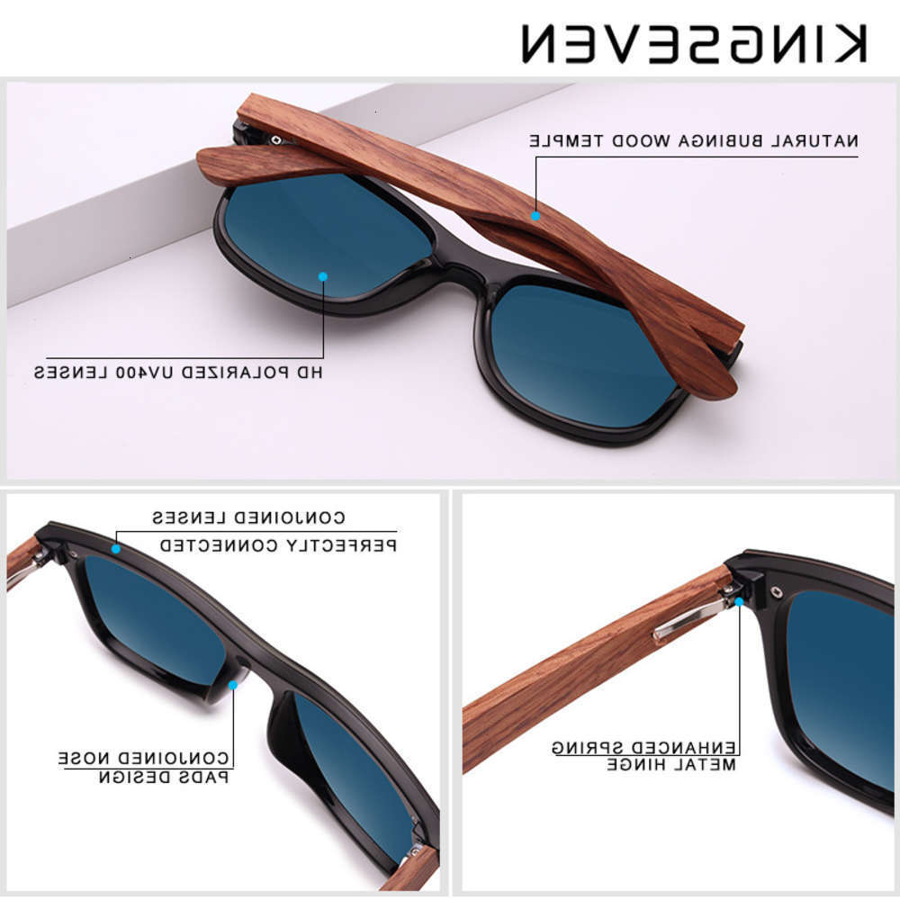 

sunglasses KINGSEVEN Natural Wooden Sunglasses Men Polarized Fashion Sun Glasses Original Wood Oculos de sol masculino T191230, Black