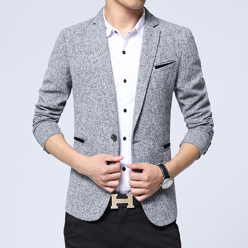 

Men's Suits & Blazers 2021 Spring Autumn Thin Casual Men Blazer Cotton Slim England Suit Blaser Masculino Male Jacket Size S-5XL, Black