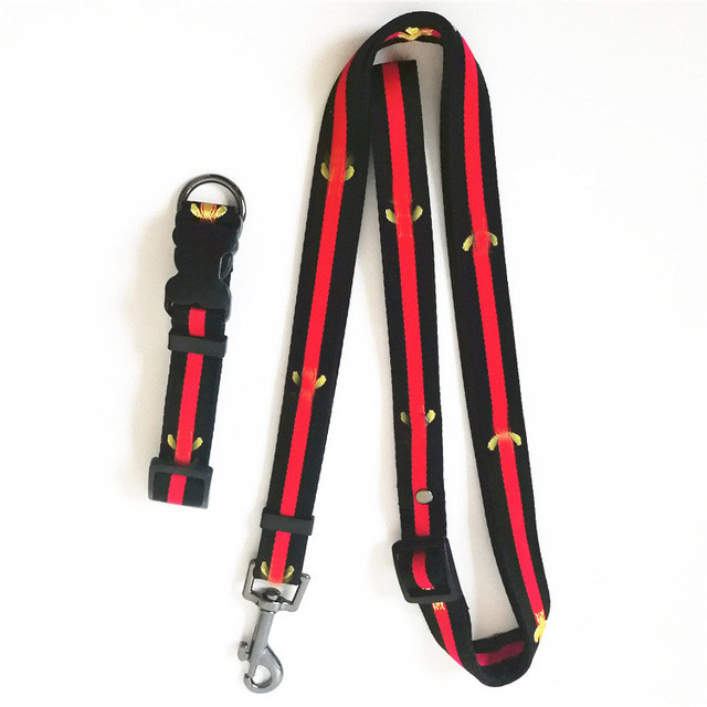 

3 Color Tide Embroidery Bee Pet Collar Leash Suit Dog Collars Pets Supplies Fashion Lead Leashes For Doges Cat HH21-387