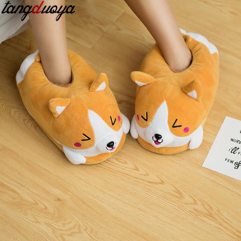 

1pc Cut Dog SlippersCute Keji Slippers Huskies Home Couple Cute Indoor Cotton Animal Slipper, Yellow