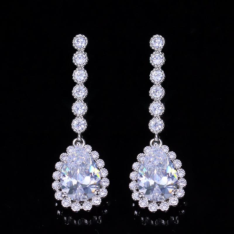 

Dangle & Chandelier ThreeGraces Fashion Shiny White Cubic Zirconia Water Drop Earrings For Women 2021 Trendy Party Costume Jewelry ER012, Silver