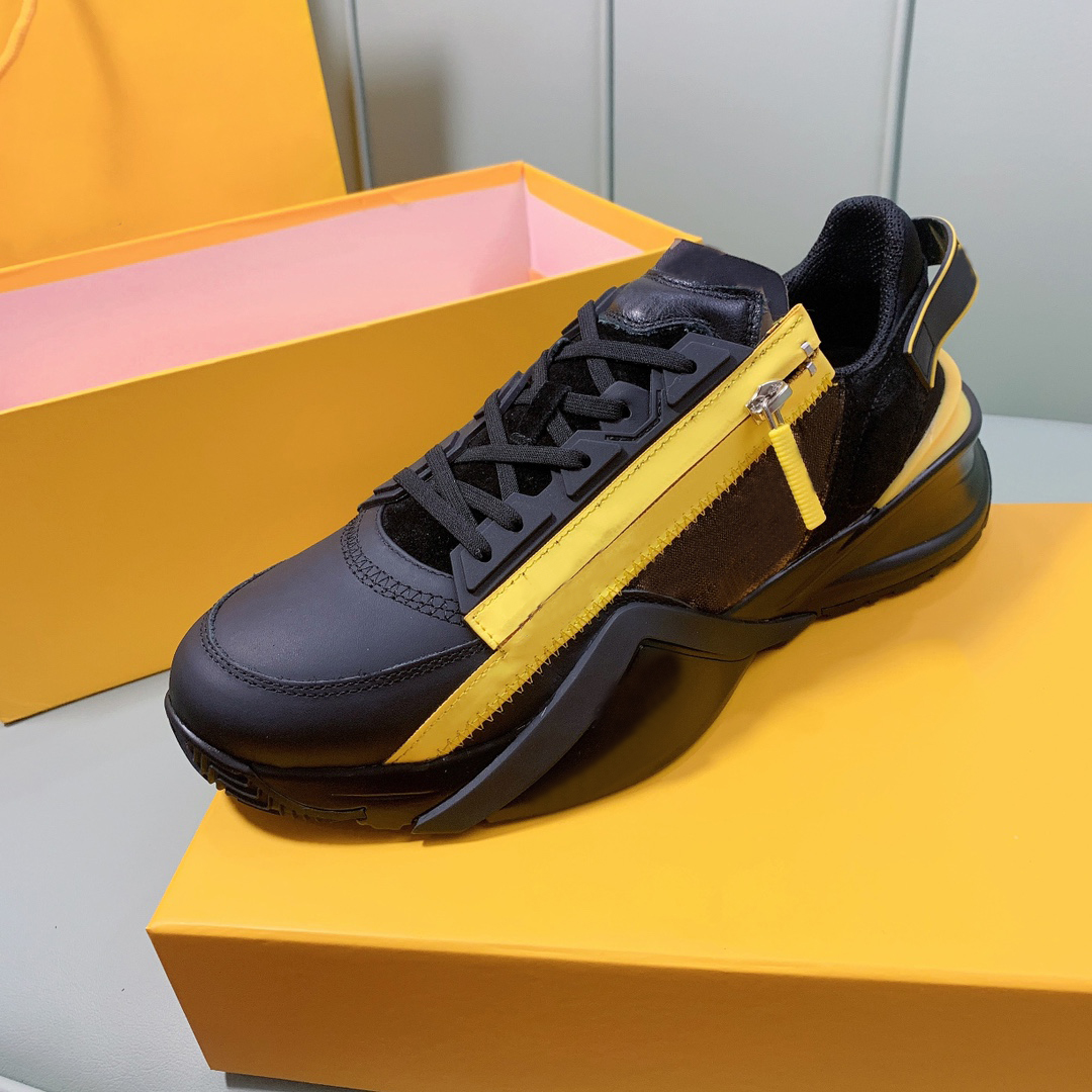 

Men FLOW casual shoes Suede Leather Lambskin lining non-slip outsole Shoe Mesh Zipper top Quality Outdoor fashion Lace-up flats With Box 38-44, Other fees