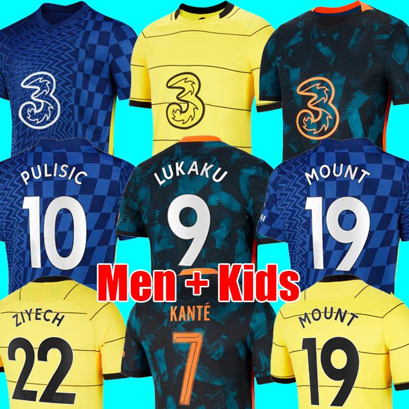 

CFC soccer jersey LUKAKU ZIYECH PULISIC MOUNT KANTE HAVERTZ WERNER ABRAHAM CHILWELL GIROUD HUDSON-ODOI 2021 2022 football shirts 21 22 men + kids kit sets uniforms, 21/22 men home