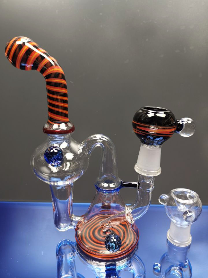

Glass bong water pipe recycler unique colors glass art pipes 18.8mm male joint dhpingshop