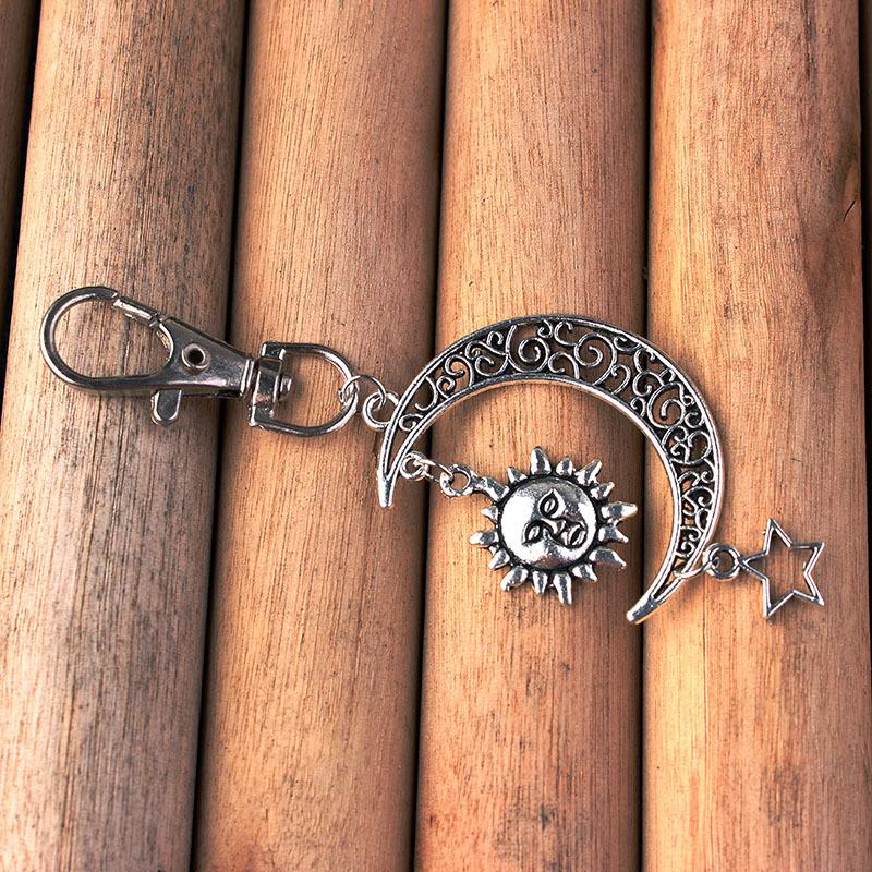 

Keychains Bag Charm Keychain For Girls Silver Color Sun Moon Star Men's Key Chain Wholesale Jewelry Women Accessories VGK010