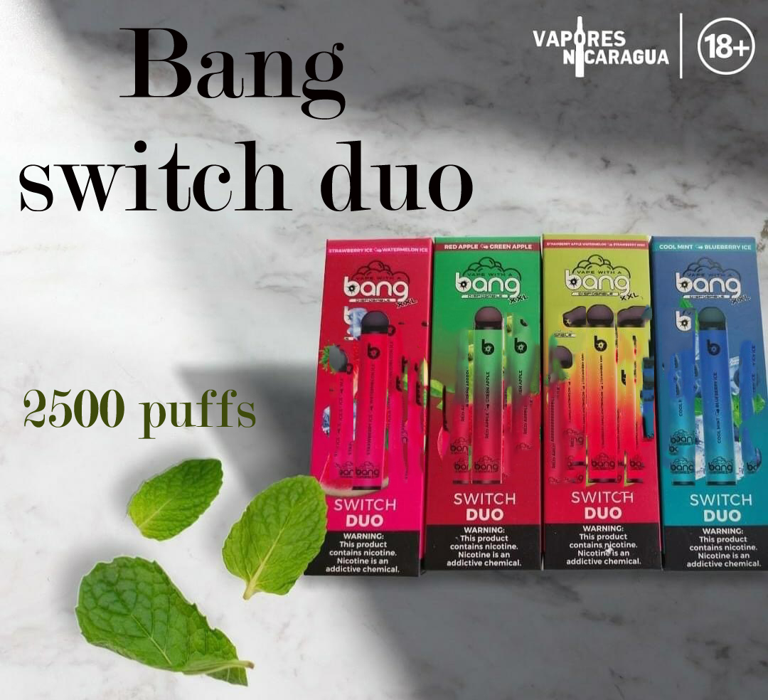 

Bang XXL Switch Duo Disposable Vapes Pen Device Pod E Cigarette Kit 2500 Puffs 7ml 1100mAh