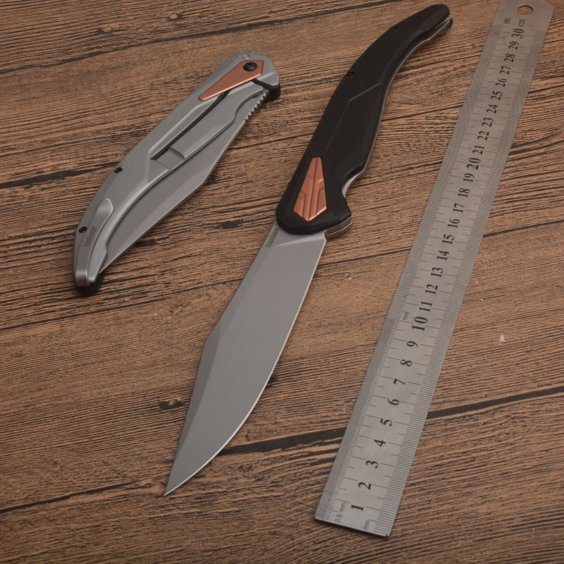 

Kershaw 2077 Strata XL KVT Flipper Knife 5.4 " D2 Bead Blasted Clip Point Blade, Black G10 and Stainless Steel Handles 7500 7800 Pocket knifes