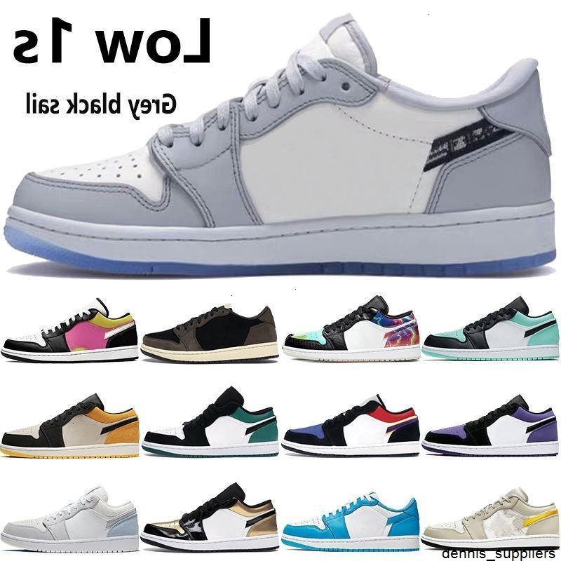 

1 Low 1s Jumpman basketball shoes grey sail OG SP N7 toe UNC triple black mens snekaers women trainers, Low barons