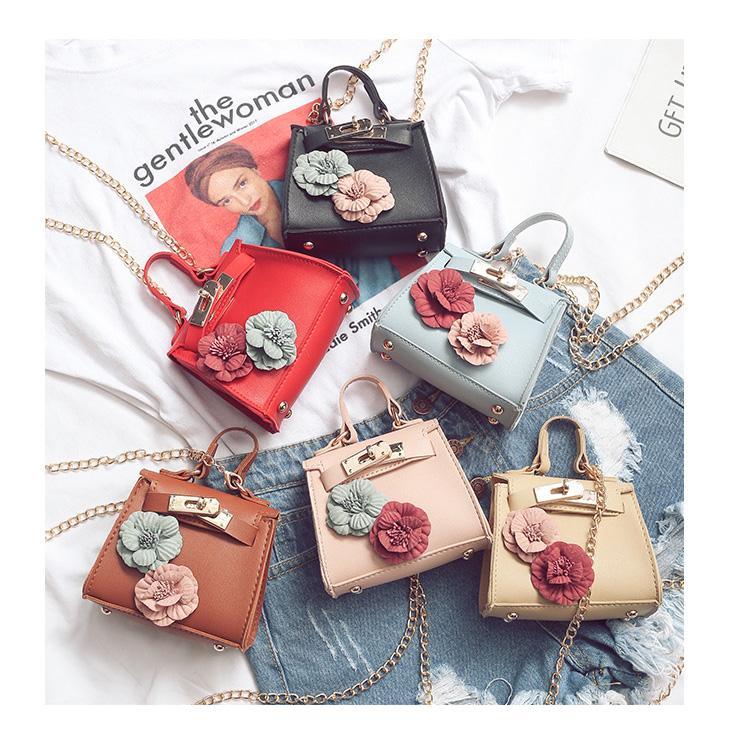 

New design baby girls shoulder bag flower retro Mini bags Teenager children Girls Messenger Bags Cute Christmas Gifts bucket hat, Black