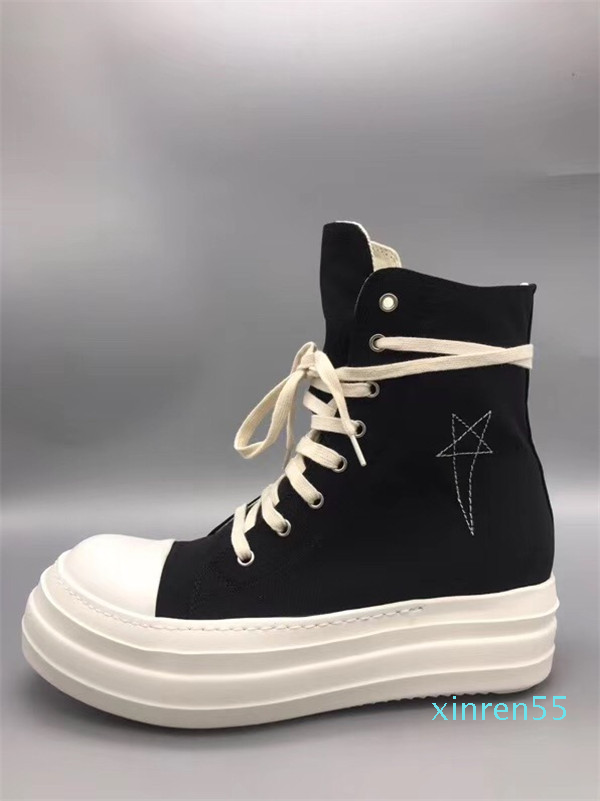 

satin canvas thick sole Pentagram embroidery street high top Boots women 35-39 men size 38-43, Black