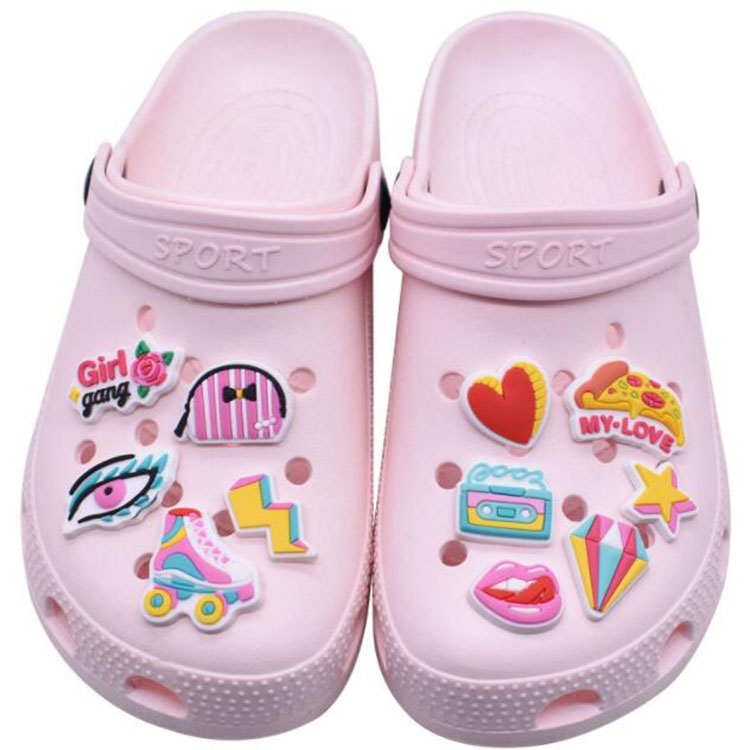 

wholesale colorful shoe charms pvc shoecharms buckle soft rubber clog bracelet wristband decoration xmas gift
