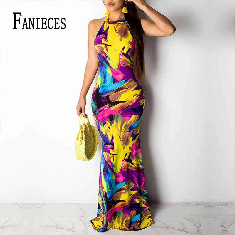 

Fashion Women Summer Boho Long Maxi Sexy Dress Evening Party Beach Formal Dresses Hollow Out Sleeveless Floor-Length Vestidos 210520, Multi