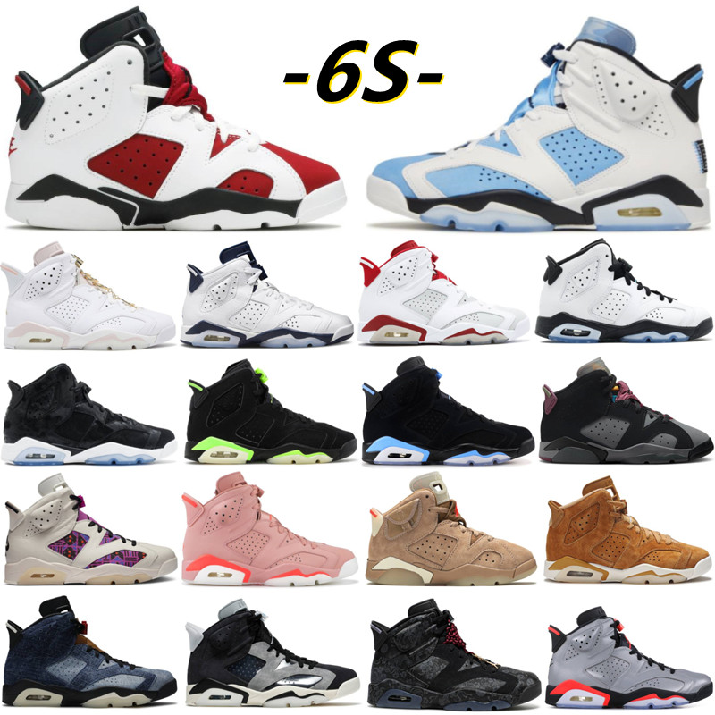 

2022 Top Fashion 6s basketball shoes 6 university blue 6 6s sp og black infrared medium olive carmine electric green sneaker sneakers retro, Box