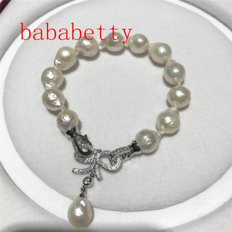 

Beaded, Strands Natural Freshwater White Edison Pearl 10-11 Mm Inlay Cz Butterfly Clasp 8inches, Black
