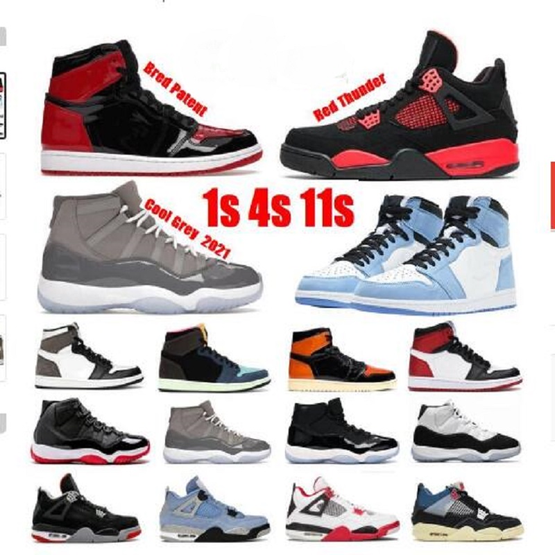 

Cool Grey 2022 Basketball Shoes 4 Red Thunder 1 University Blue Hyper Royal Shadow Dark Mocha 4s White Oreo Black Cat Pure Money 11 Space Jam Bred Concord 45 Sneaker shoe, Color 7