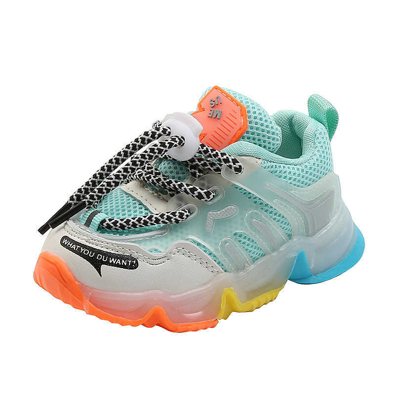 

Light Girl Pink Children's Sports Shoes 1-5 Years Old Baby Boy Tennis Shoes 2020 Autumn New Kids Casual Shoes Led Sole D08152 Q0729, Blue