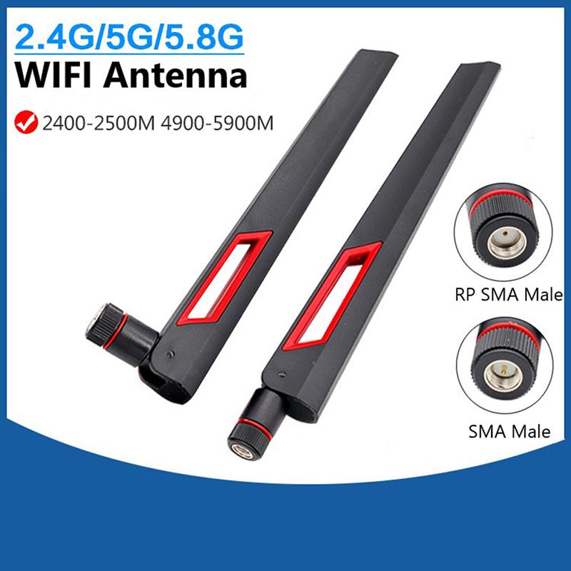 

Car GPS & Accessories 2pcs 10 Dbi Dual Band WIFI Antenna 2.4G 5G 5.8Gh Universal Antennas