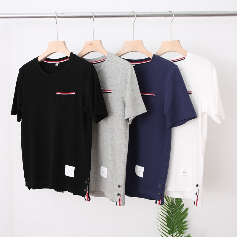 

TB same summer 2021 new round neck short sleeve casual T-shirt men's fashion clothes, White;black