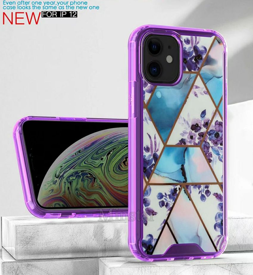 

Fashion Cases for iPhone 13 12 11 Pro XS Max XR 6S 7 Plus 8G SE2 Samsung A12 A32 A52 A72 A22 A02S Hard Acrylic TPU Bumper Phone Cover Case with Shiny Floral Marble Pattern, 20pcs one design