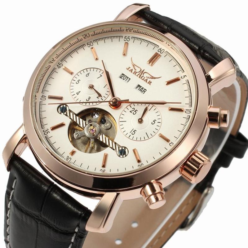 

Fashion Business Automatic Mechanical Watch Men 2 Working Sub-dial Tourbillon Multifunction Watches Top Wristwatches, Black