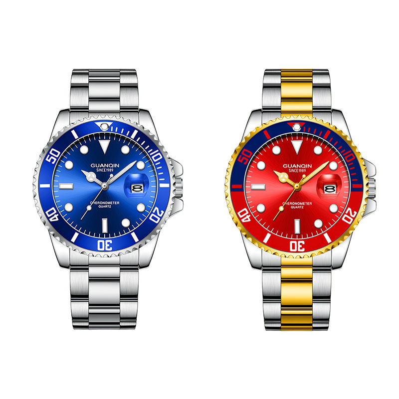 

GUANQIN Men'S Watch Waterproof Diving Watchs Luminous, Red