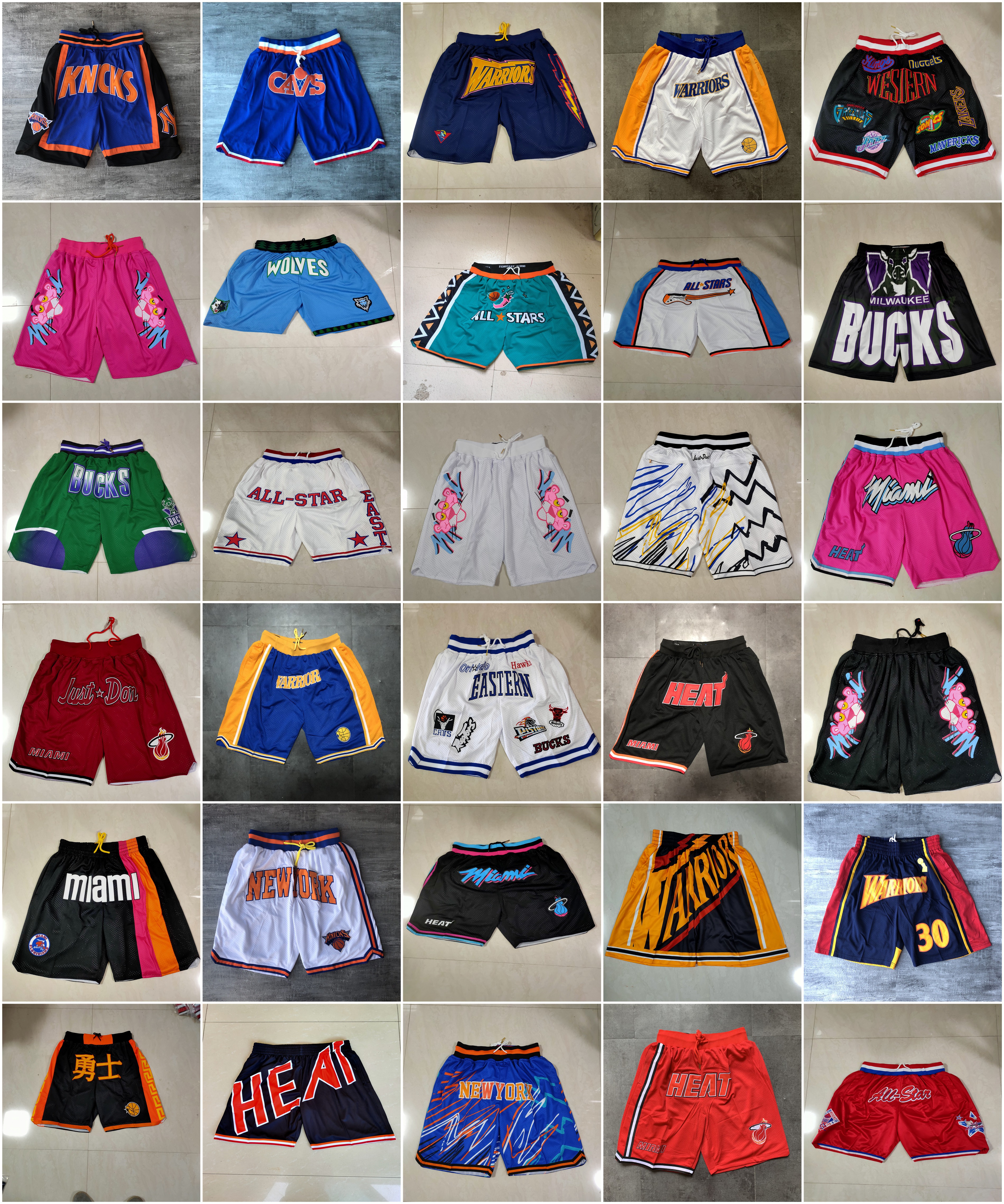 

Men Team Basketball Short Don Retro Chinese White Shorts Sport Wear With Pocket Zipper Sweatpants Pant Light Blue Black Pink Verde Red Stitc